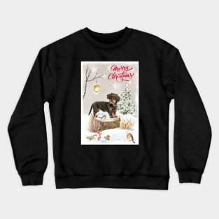 Wire Haired Dachshund Dog Merry Christmas Crewneck Sweatshirt